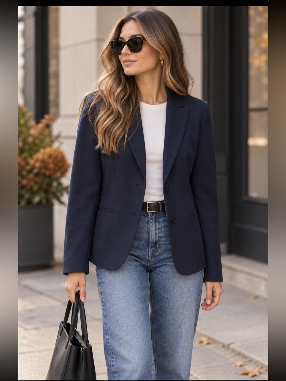 Jones New York Platinum Navy Wool Stretch Blazer Size 10 NWT